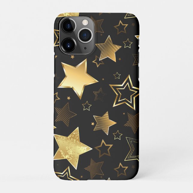 Funda Para iPhone Patrón sin foco con las estrellas doradas (Reverso)