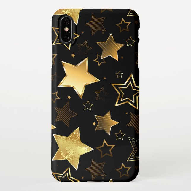 Funda Para iPhone Patrón sin foco con las estrellas doradas (Reverso)