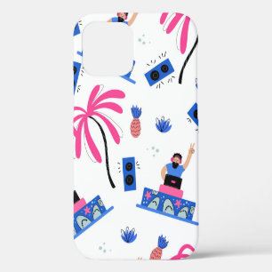 Funda Para iPhone 12 Patrón sin foco con piña alegre de palmeras dj