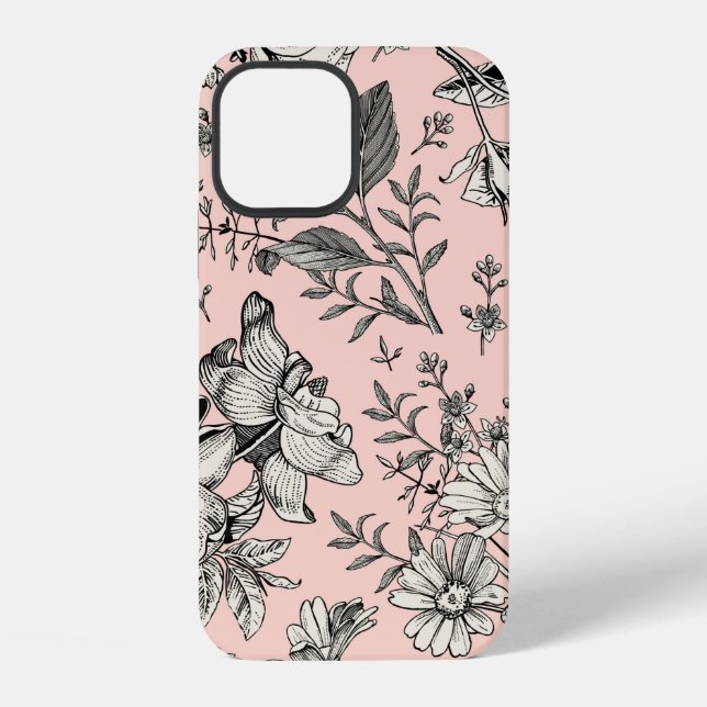 Funda Para iPhone Patrón sin foco. Flujo aislado de florecimiento re (Reverso )