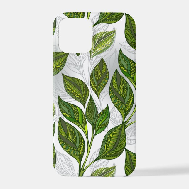 Funda Para iPhone Patrón sin inconvenientes con hojas de té verdes (Reverso )