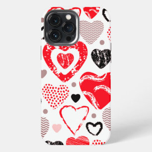 Funda Para iPhone 13 Pro Max Patrón sin problemas de los corazones rojos