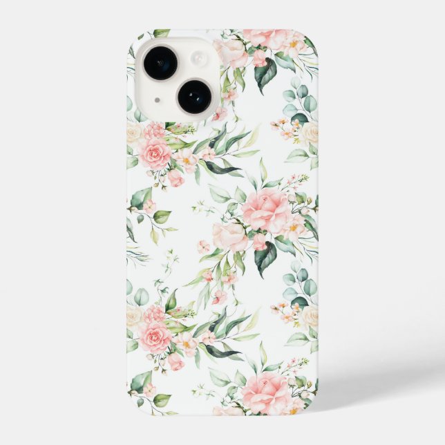 Funda Para iPhone Patrón suave de flor rosa rosada en pasto (Reverso )