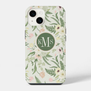 Funda Para iPhone 14 Patrón suave de flores de jardín verde