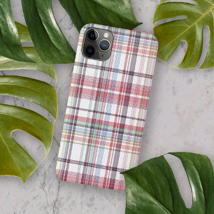 Funda Para iPhone 16 Pro Max Patrón Tartán Rosa Bonito Rojo Azul Verde Blanco