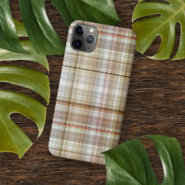 Funda Para iPhone 11Pro Max Patrón Taupe Beige Oscuro Gris Tartán Guay
