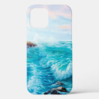 Funda Para iPhone 12 Patrón transparente de acuarela con azul pintado a