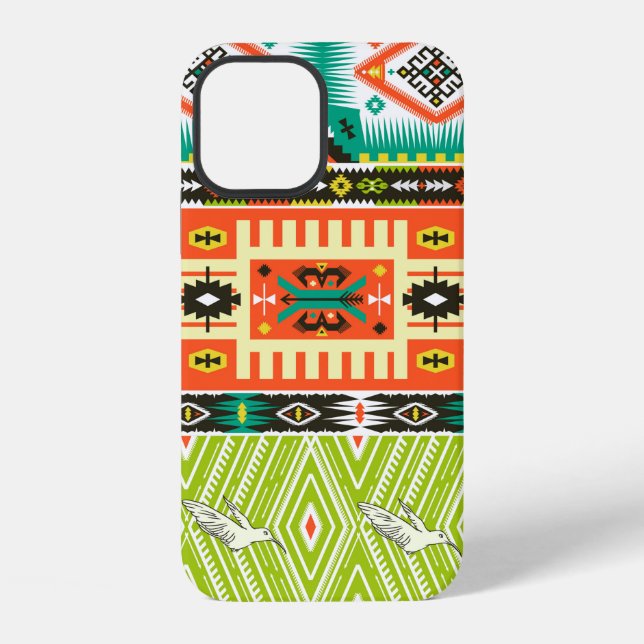 Funda Para iPhone Patrón tribal continuo con elementos geométricos y (Reverso )