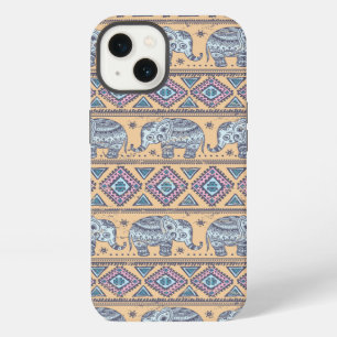 Patrón tribal étnico elefante azul