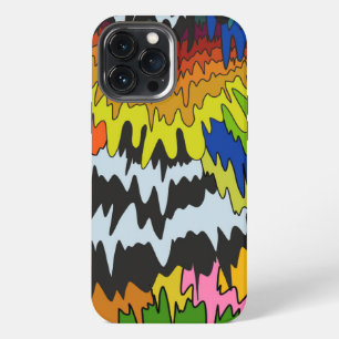 Funda Para iPhone 13 Pro Max Patrón Trippy de Raya Groovy Colorido de Goteo Líq
