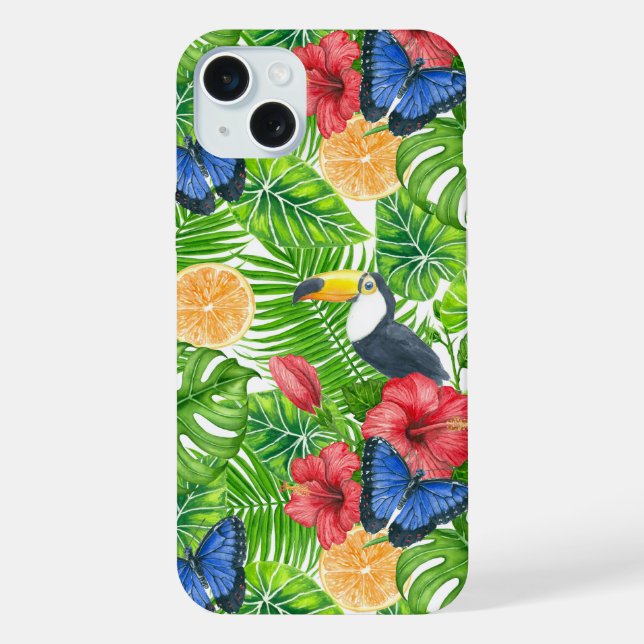 Funda Para iPhone Patrón tropical (Reverso )
