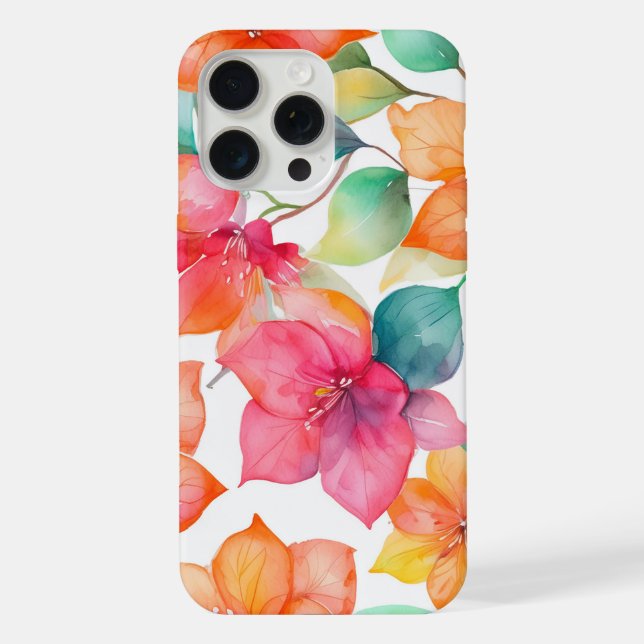 Funda Para iPhone Patrón tropical de buganvilla (Reverso )