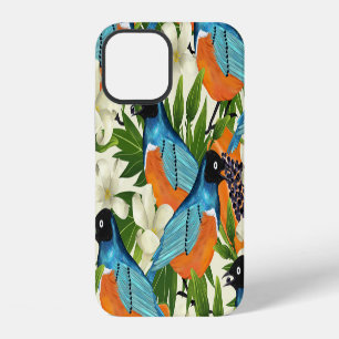 Funda Para iPhone 12 Patrón tropical de papaya y aves.