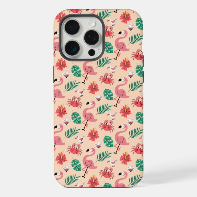 Funda Para iPhone Patrón Tropical de Verano Flamenco Rosa (Reverso )