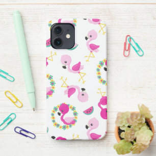 Funda Para iPhone 12 Patrón tropical, flamencos, sandías, flores