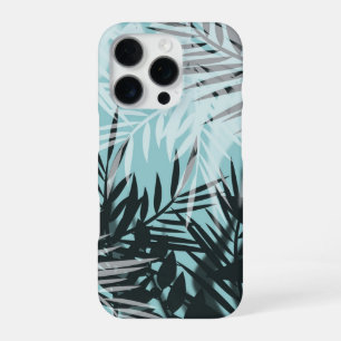 Funda Para iPhone 16 Pro Patrón tropical negro azul claro