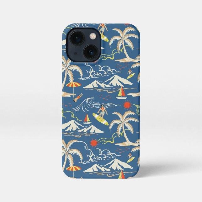 Funda Para iPhone Patrón Tropical Retro Surf (Reverso )