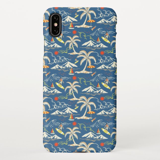 Funda Para iPhone Patrón Tropical Retro Surf (Reverso)