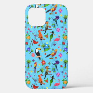 Funda Para iPhone 12 Patrón Turco De Aves Sin Mar Y Flamingo Y Arara