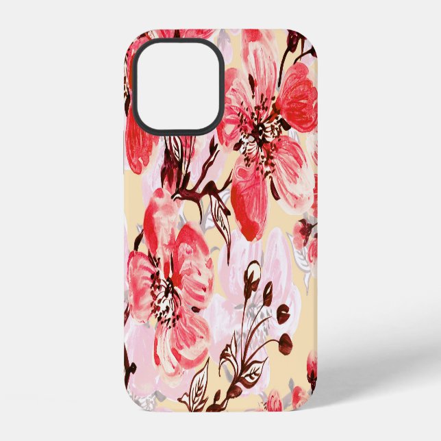 Funda Para iPhone Patrón U de las flores de primavera (Reverso )
