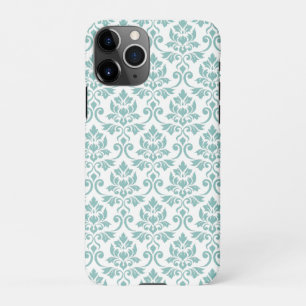 Funda Para iPhone 11Pro Patrón Verde azulado de Feuille Damask