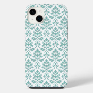 Funda Para iPhone 14 Plus Patrón Verde azulado de Feuille Damask