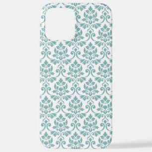 Funda Para iPhone 12 Pro Max Patrón Verde azulado de Feuille Damask