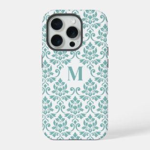 Patrón Verde azulado de Feuille Damask (Personaliz