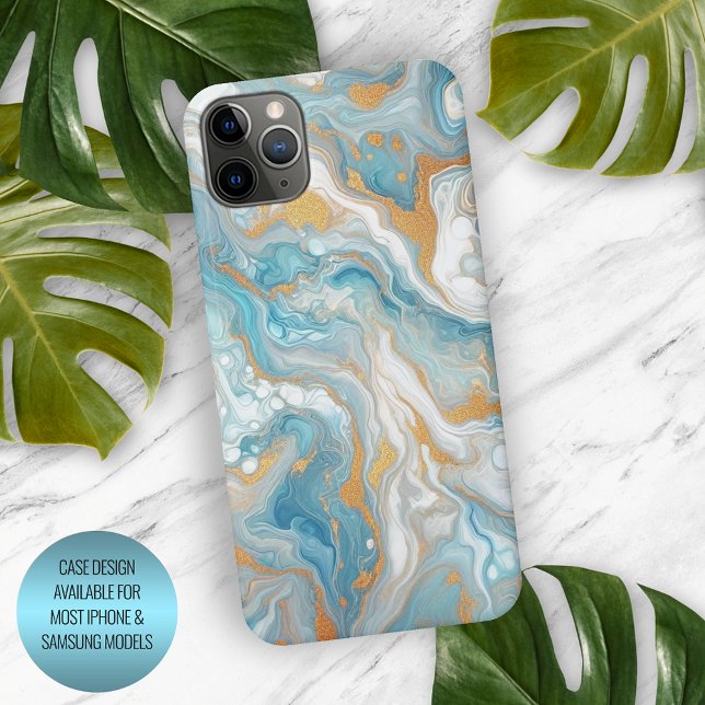 Funda Para iPhone Patrón Verde azulado de oro blanco azul turquesa A (Subido por el creador)