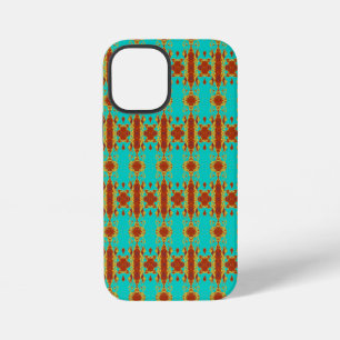 Funda Para iPhone 12 Mini Patrón Verde Turquesa Rojo Cobre Rústico