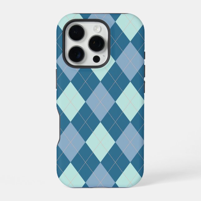 Funda Para iPhone Patrón Vintage Argyle Azul (Reverso )