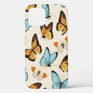 Funda Para iPhone 12 Patrón vintage con mariposa tropical altamente det