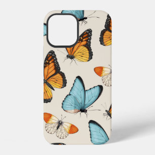 Funda Para iPhone 12 patrón vintage con mariposa tropical de alto detal