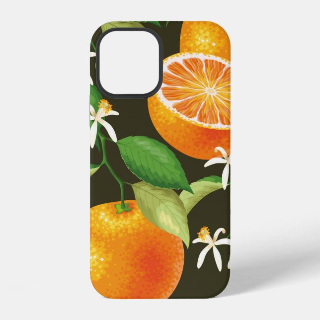 Funda Para iPhone Patrón vintage con naranja (Reverso )