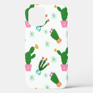 Funda Para iPhone 12 Patrón vintage continuo de cactus, ornamento repet