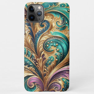 Funda Para iPhone 11Pro Max Patrón violeta morado Verde azulado azul verde oro