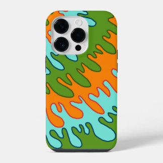 Funda Para iPhone 14 Pro Patrón Y2K de franja de goteo líquido naranja verd