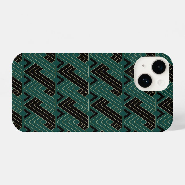 Funda Para iPhone Patrones Art Deco Cintas Verdes (Reverso Horizontal)