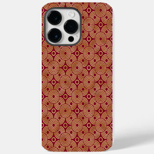 FUNDA PARA iPhone 14 PRO MAX PATRONES ART DÉCO ROJOS Y DORADOS