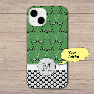 Funda Para iPhone 14 Patrones de golf de monograma verde