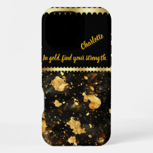 Funda Para iPhone 16 Pro Max Patrones de mármol dorado en el espacio cósmico
