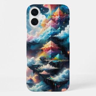 Funda Para iPhone 16 Plus Patrones de nubes soñadoras con azules y rosados s