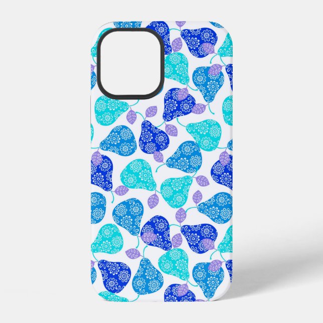 Funda Para iPhone Patrones de pera azul acuática lindos (Reverso )