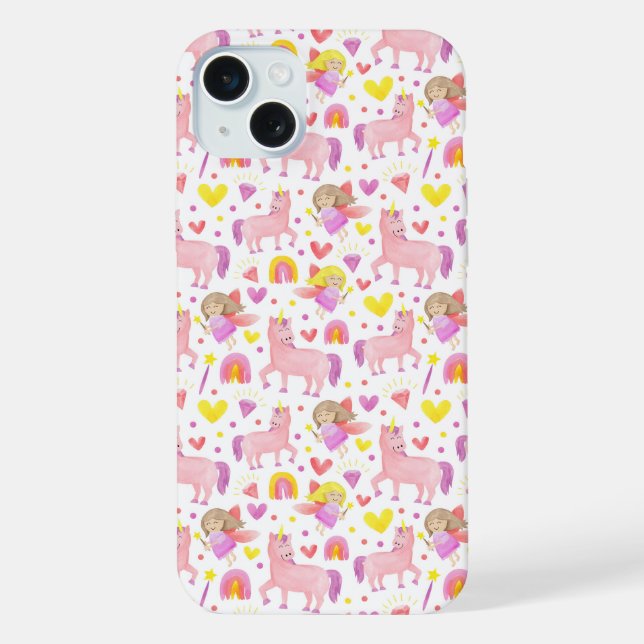 Funda Para iPhone Patrones de unicornios y hadas (Reverso )
