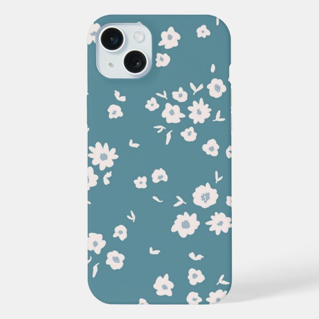 Funda Para iPhone Patrones Florales de Flores Azules Boho Groovy (Reverso )