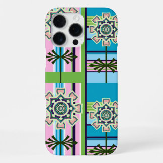 Funda Para iPhone 16 Pro Max Patrones geométricos retro y flores de fantasía