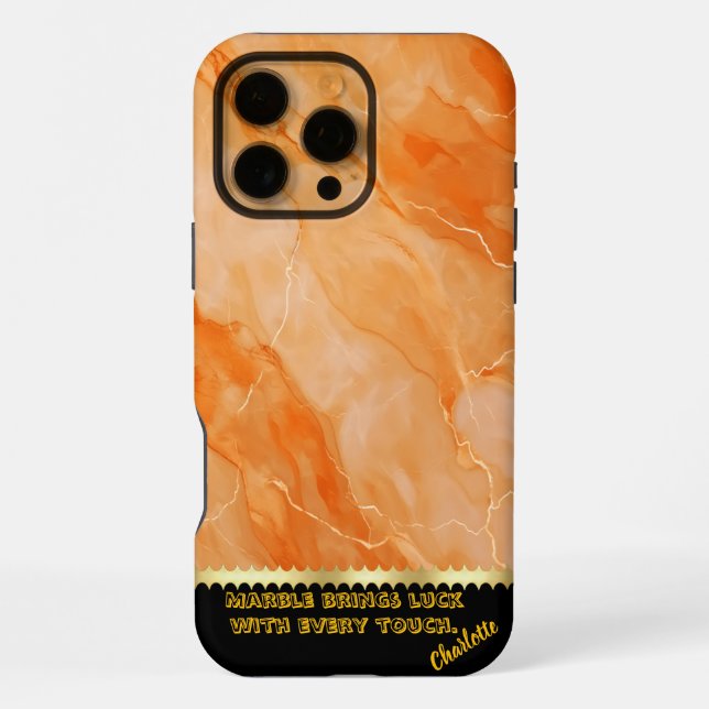Funda Para iPhone Patrones vivos de mármol naranja (Reverso )
