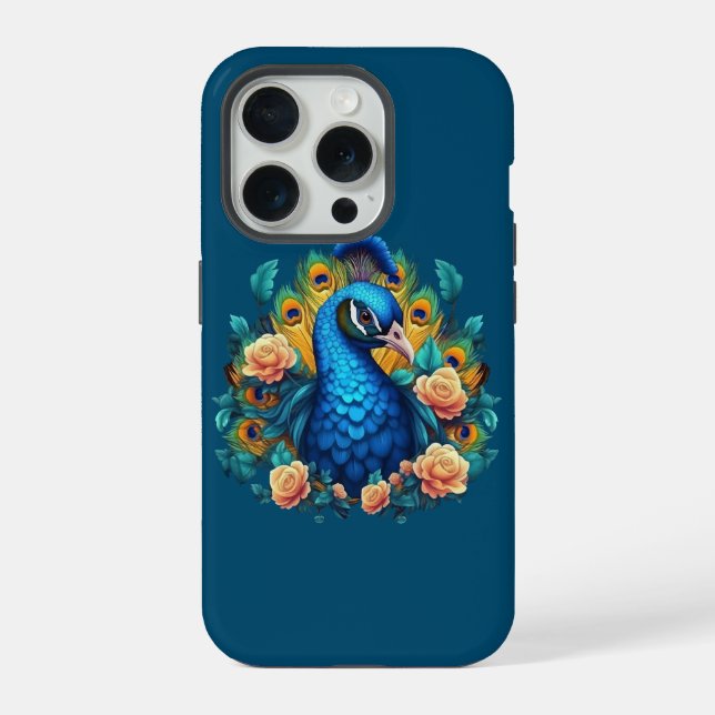 Funda Para iPhone Pavo con rosas de melocotón (Reverso )