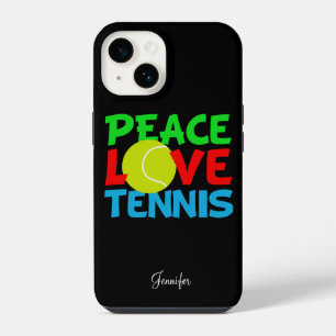 Funda Para iPhone 14 Paz Amor Jugador de Tenis Personalizado Negro