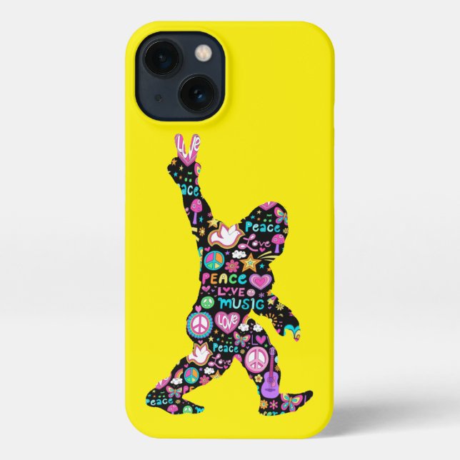 Funda Para iPhone Peace Love Bigfoot Hippie Funny Bigfoot Lover (Reverso )